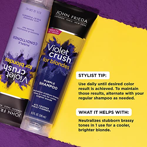 John Frieda Violet Crush Purple Shampoo & Conditioner for Blonde Hair, 8.3 Oz